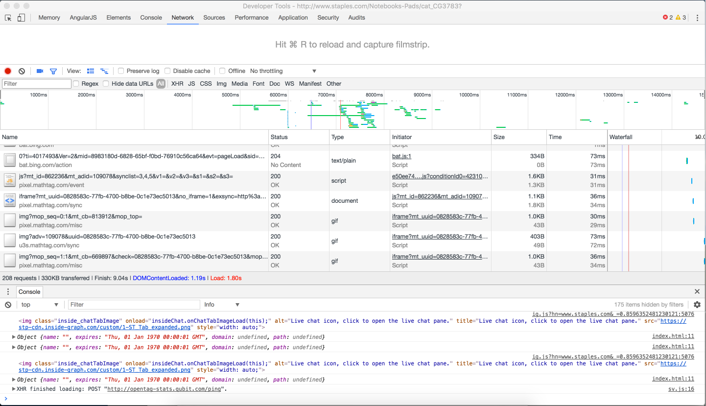 Old Import.io Clear Network Tab