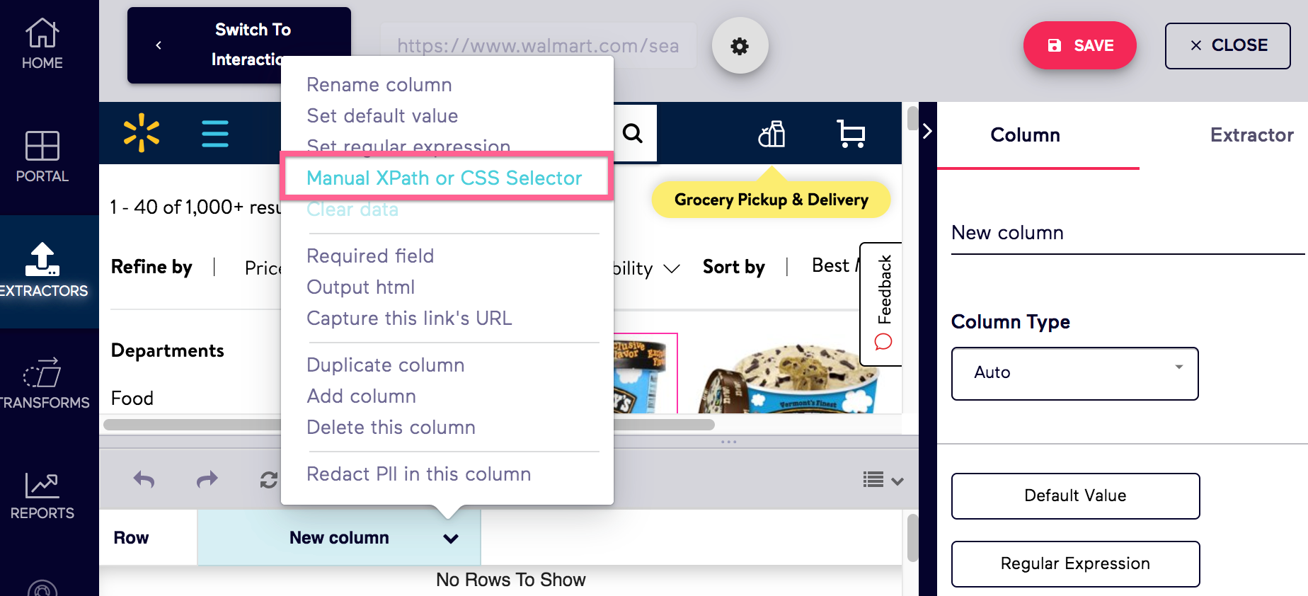 Old Import.io Manual Selector