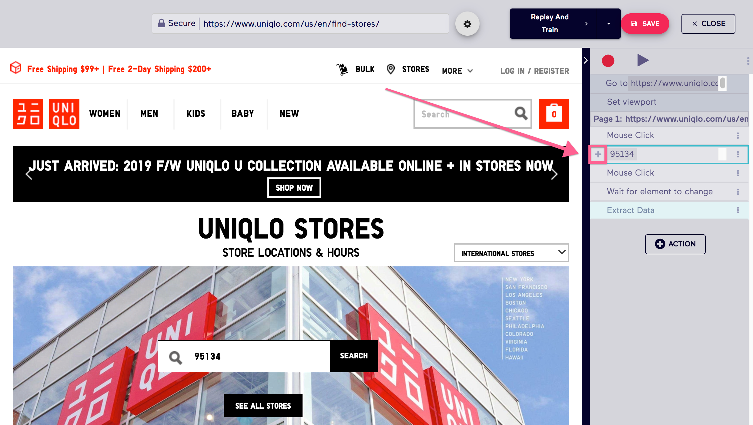 Old Import.io Uniqlo Interaction Action Dropdown Button Focus