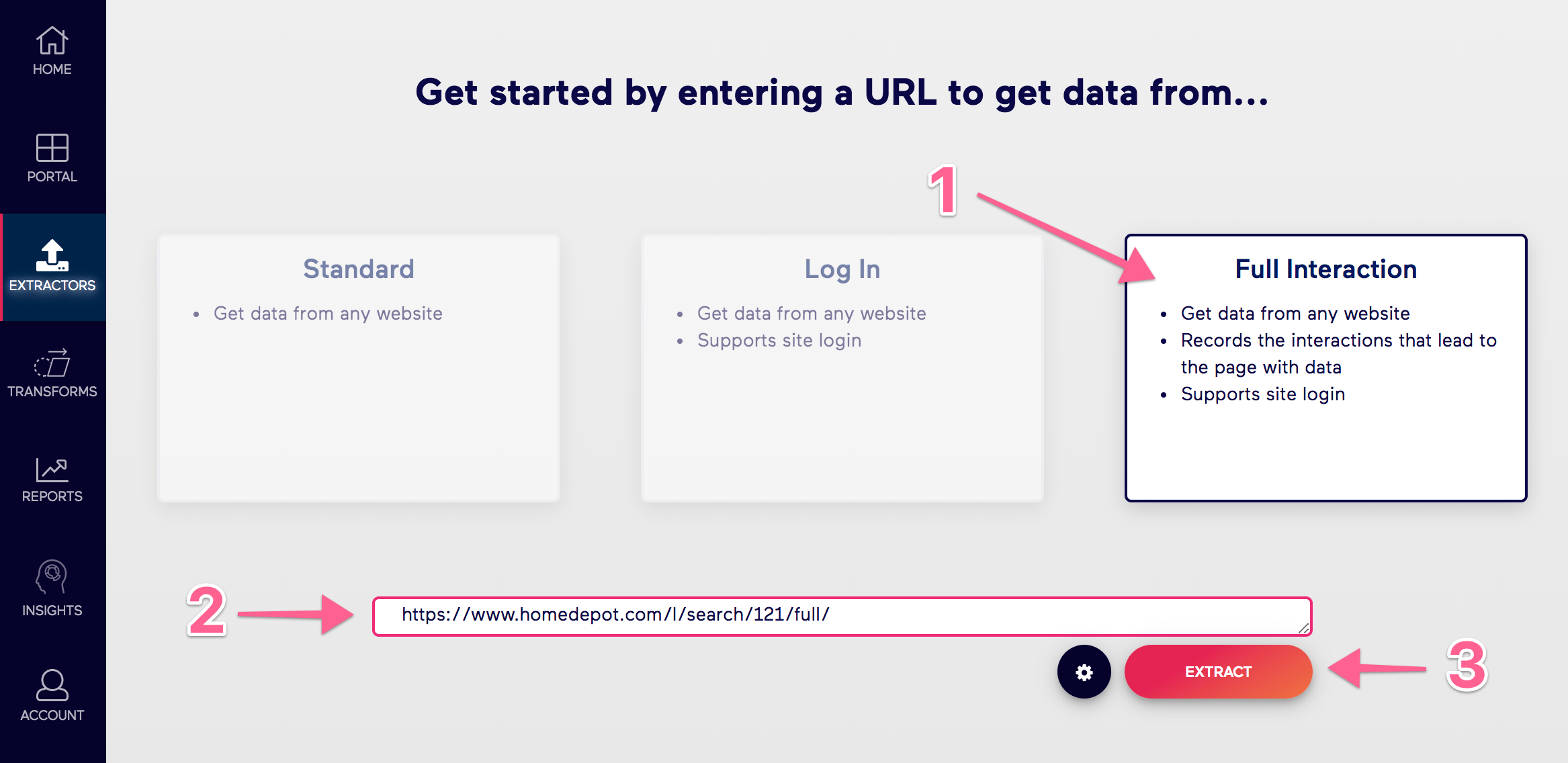Old Import.io Numbered Extractor Page