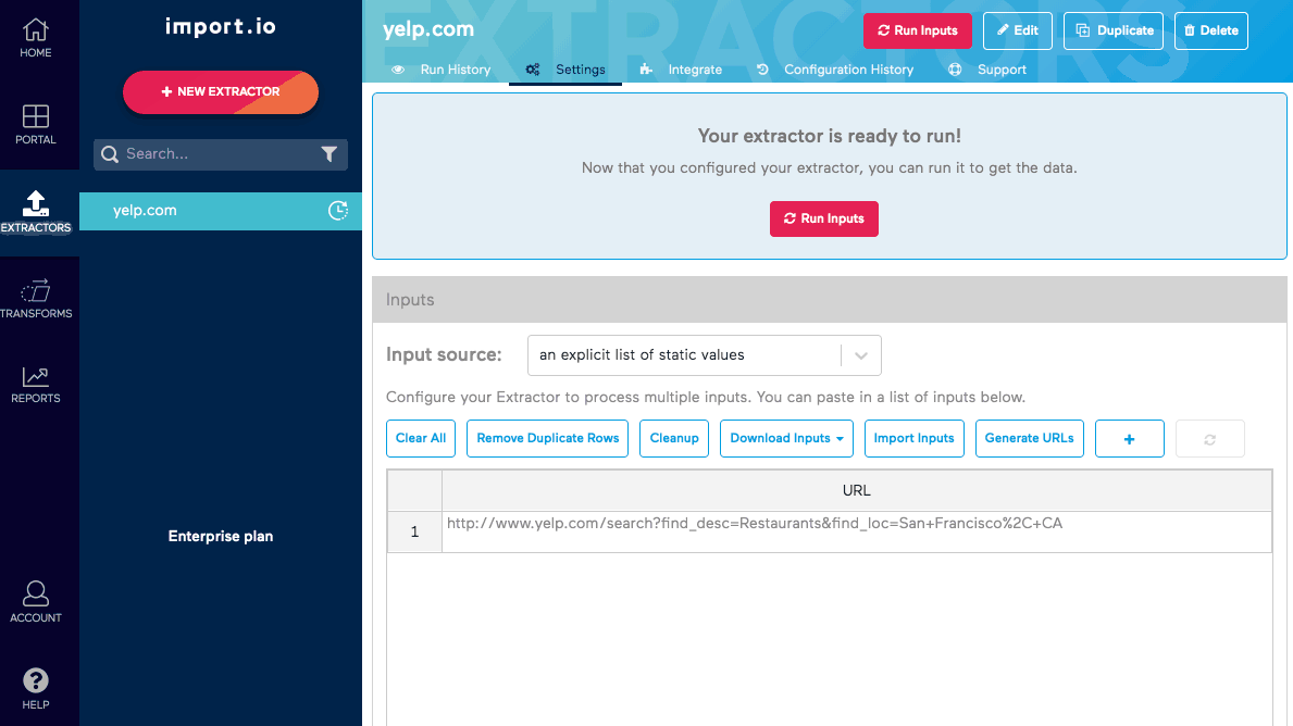 Old Import.io URL Generator Type Switch
