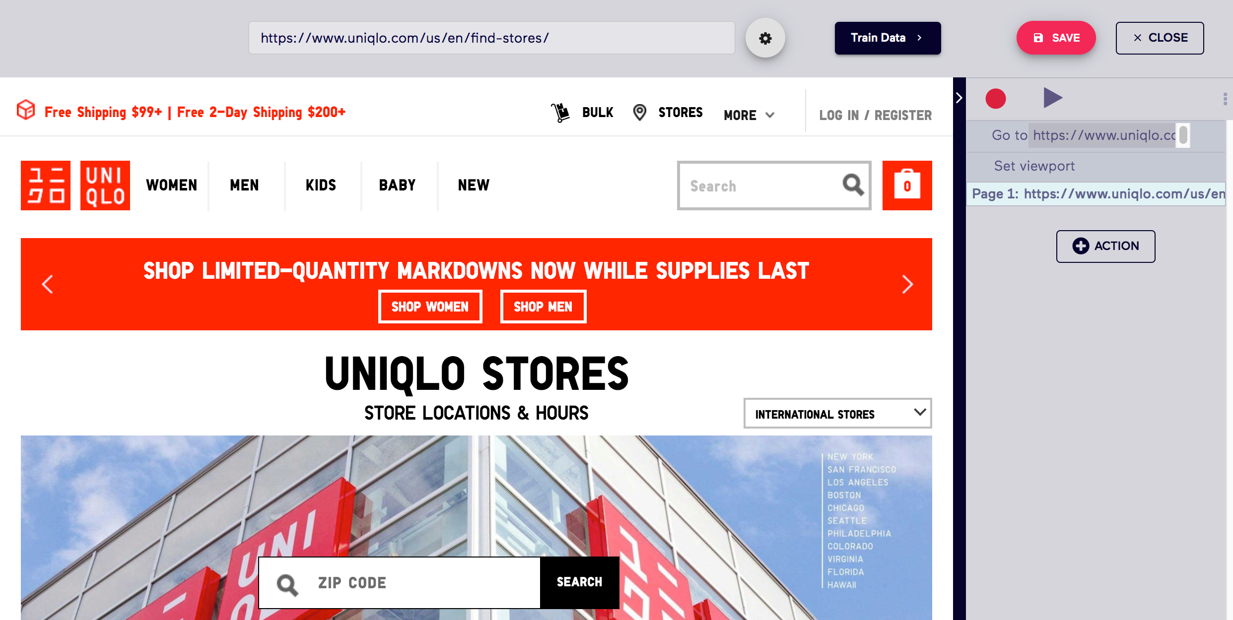 Old Import.io Uniqlo Interaction Example