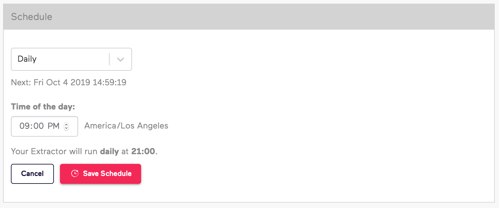 Old Import.io Daily Schedule Example