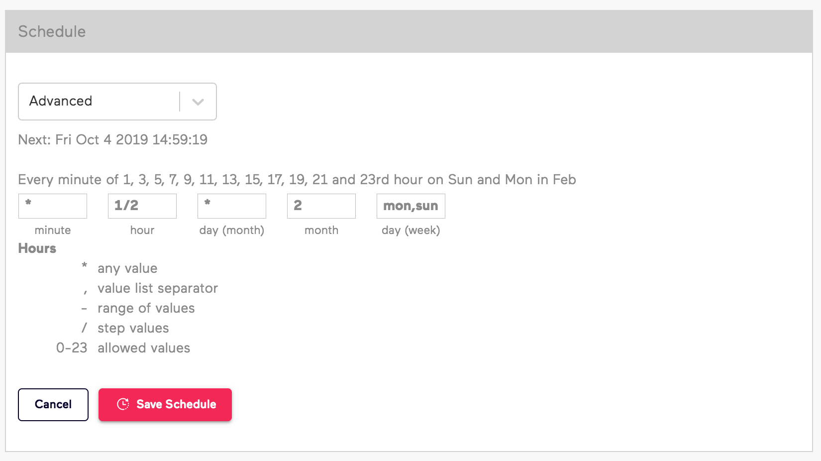 Old Import.io Schedule Every Other Day Example