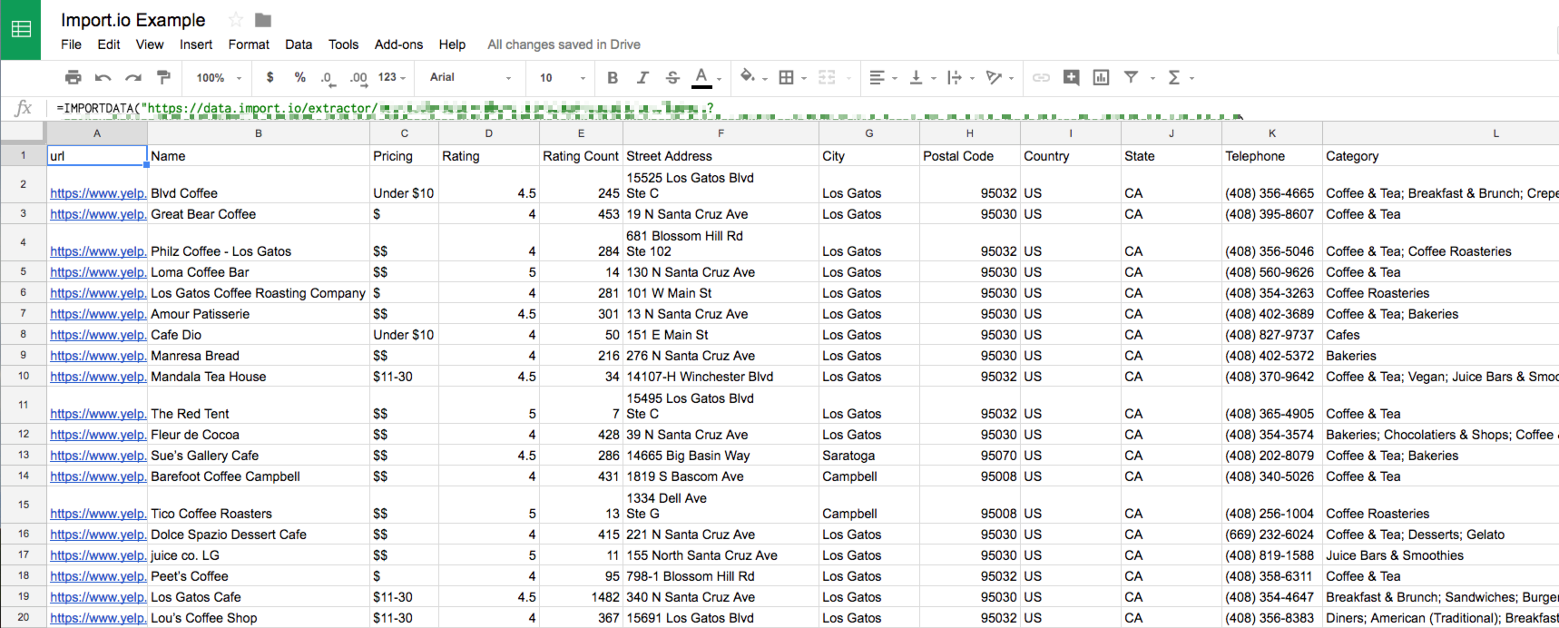 GSheet Example Output