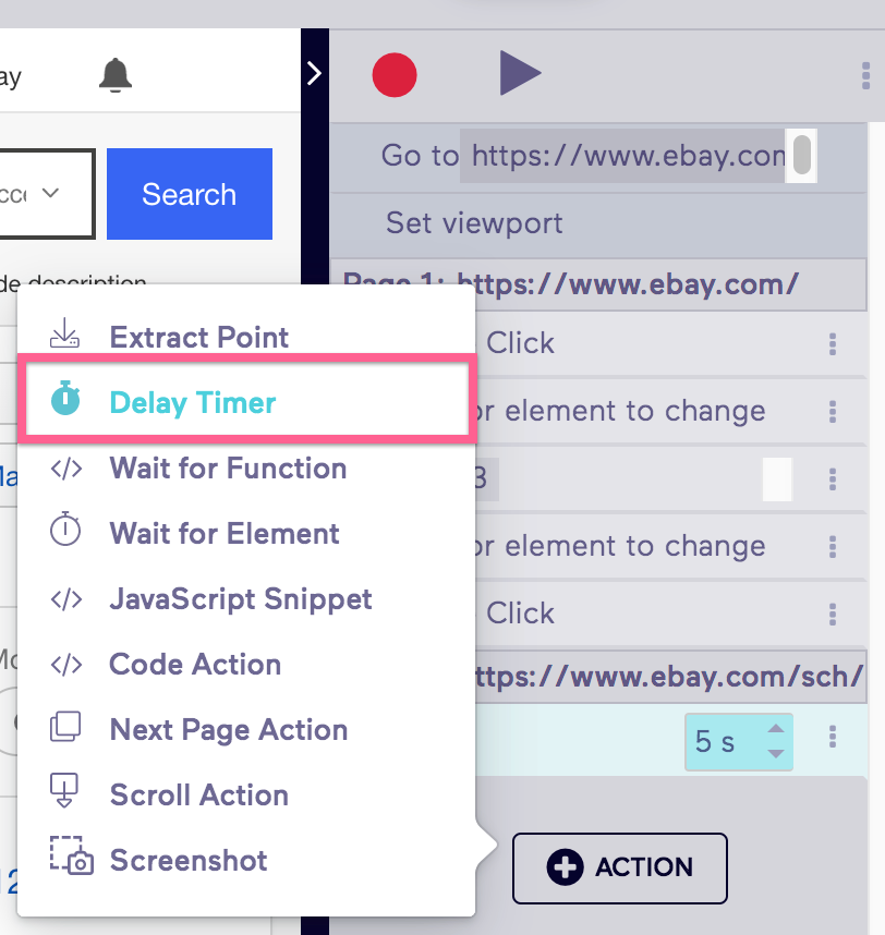 Old Import.io Delay Timer View
