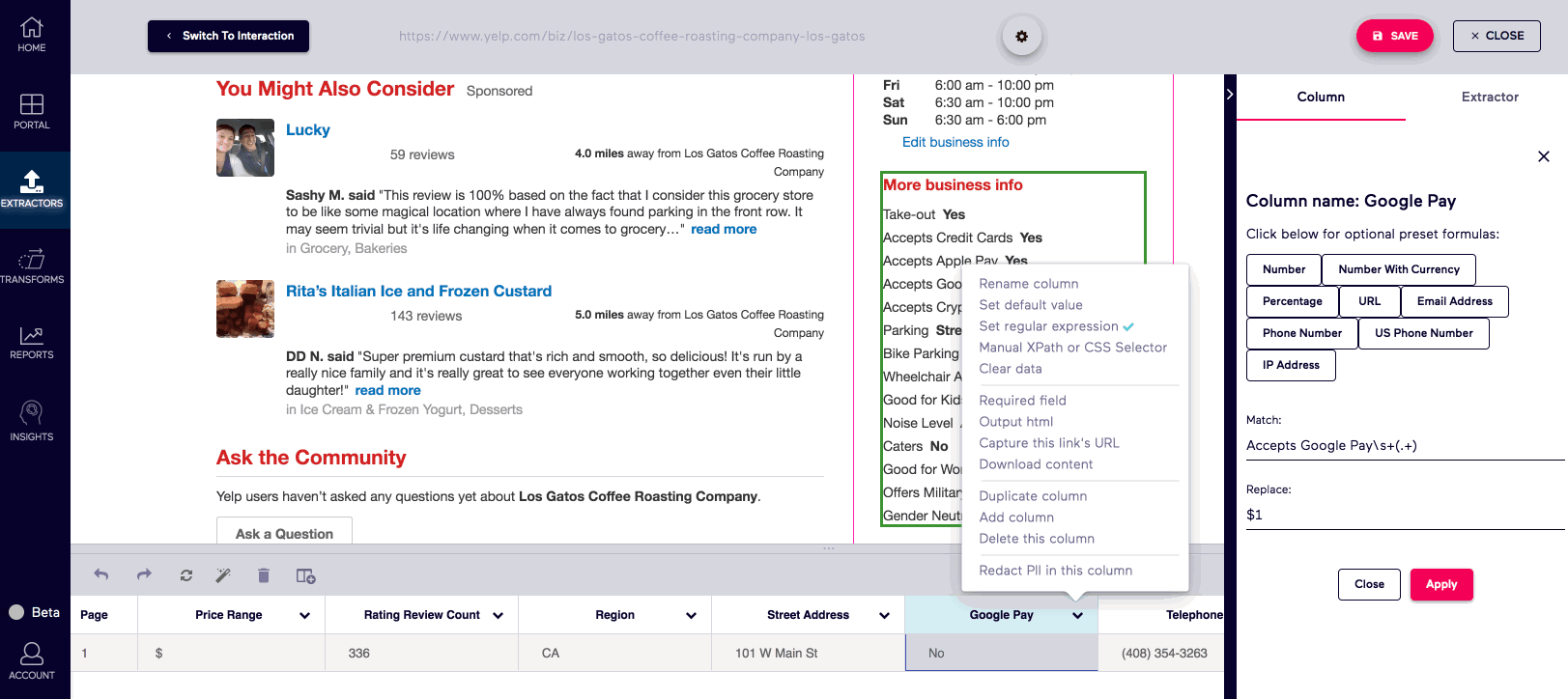 Old Import.io Regex Example