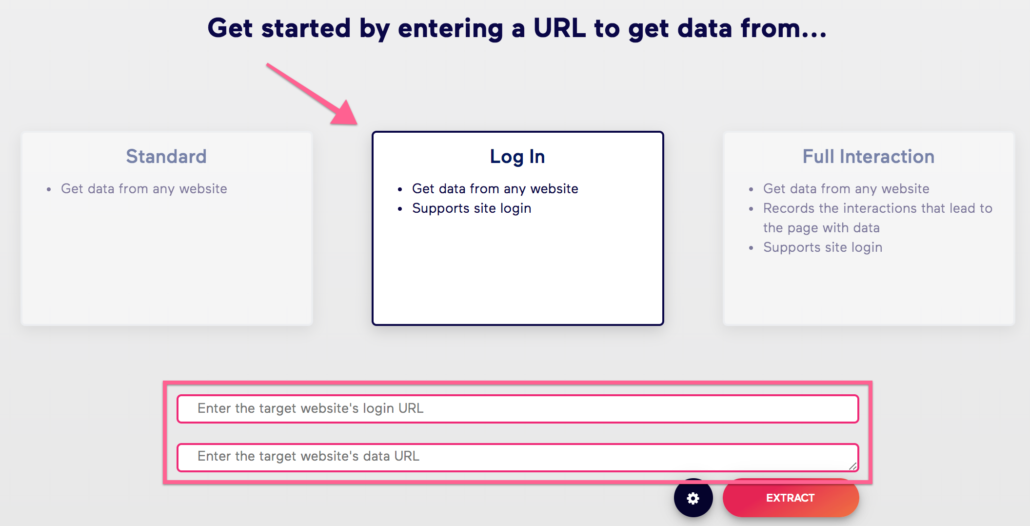 Old Import.io Log In Extractor Location
