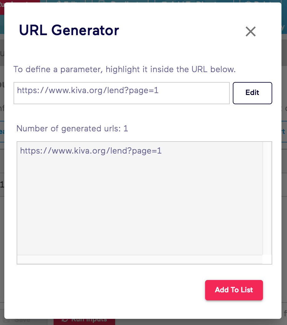 Old Import.io URL Generator