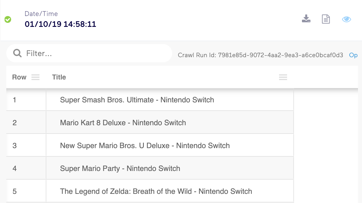 Old Import.io Output example
