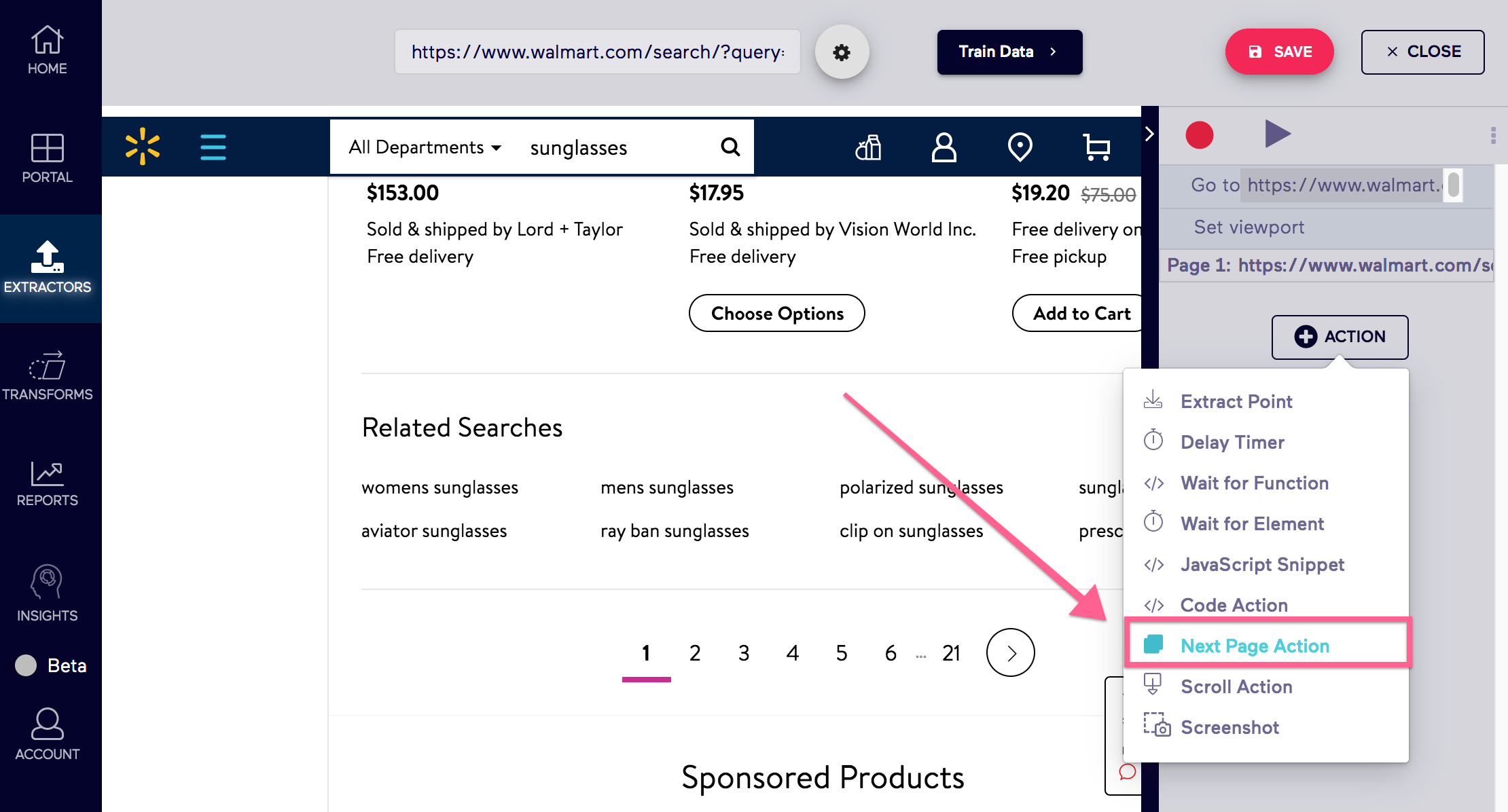 Old Import.io Walmart Example Next Page Action Focus