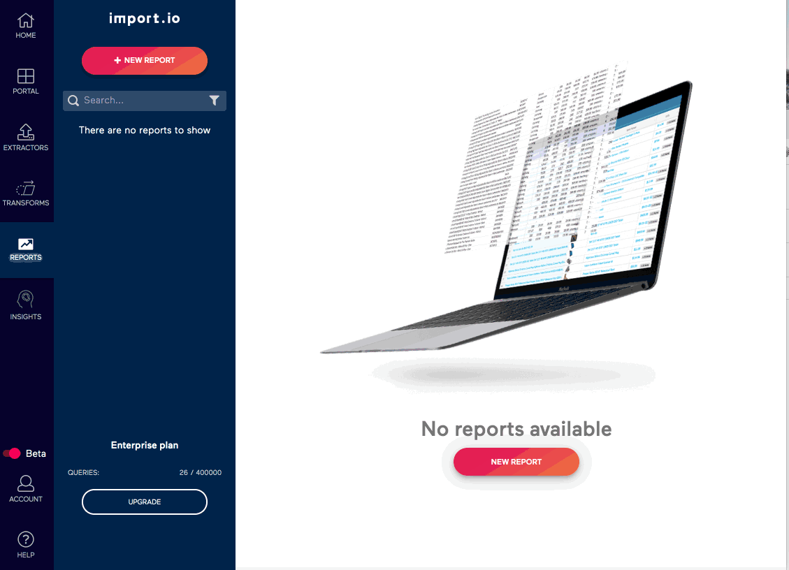 Old Import.io Creating Change Report