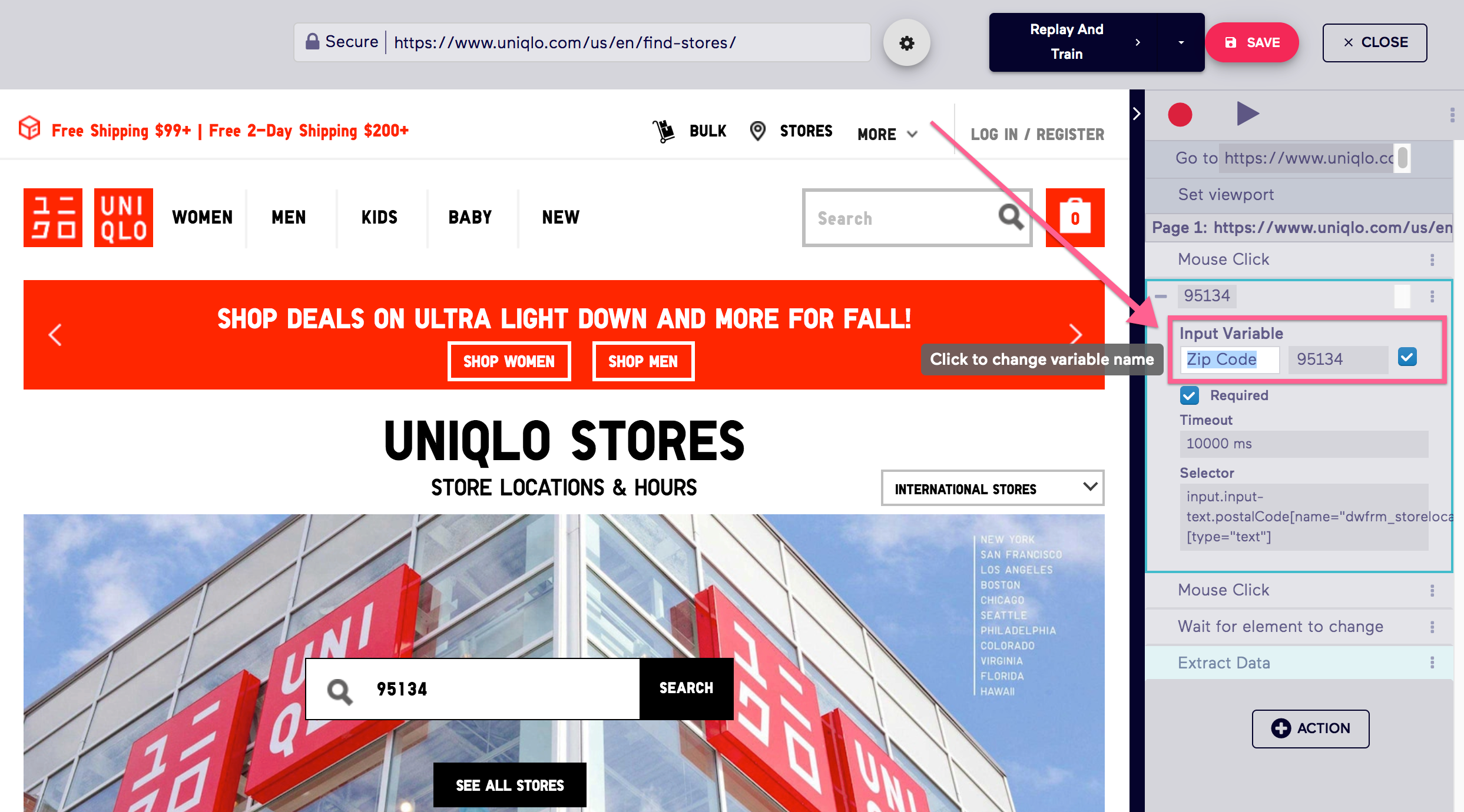 Old Import.io Uniqlo Interaction Input Variable Focus