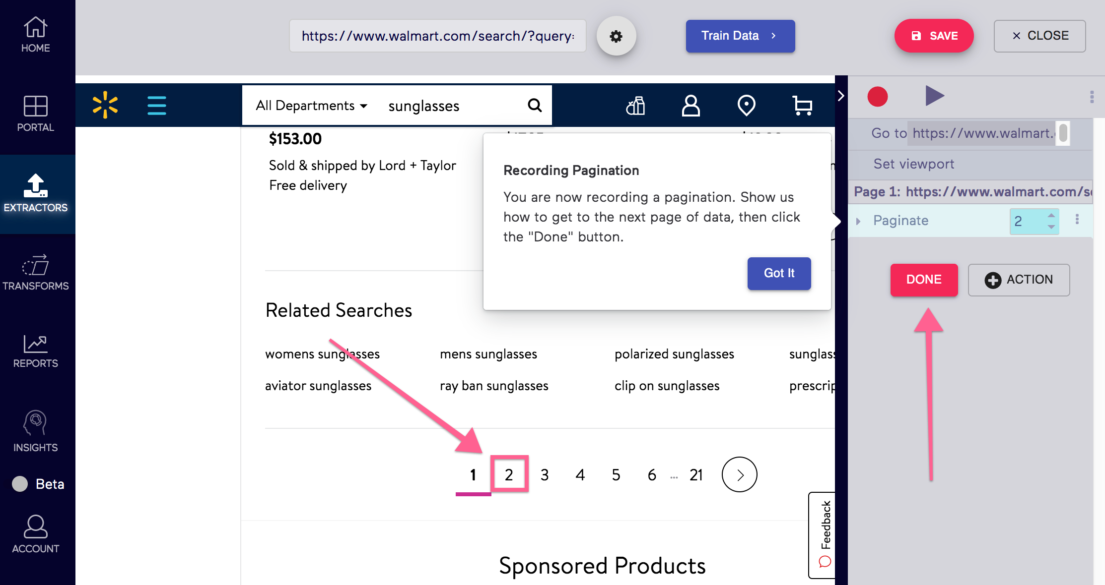 Old Import.io Walmart Example Pagination Focus