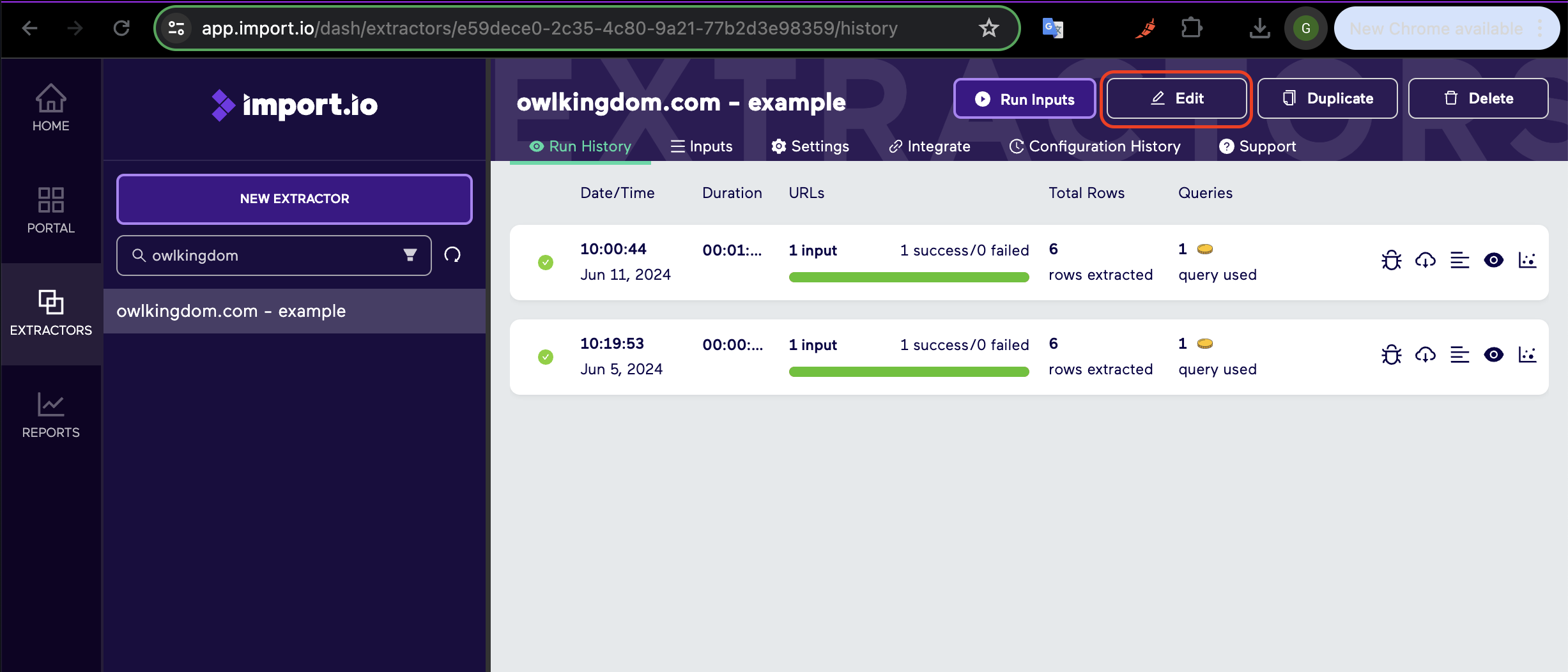 Edit Extractor Button Focus