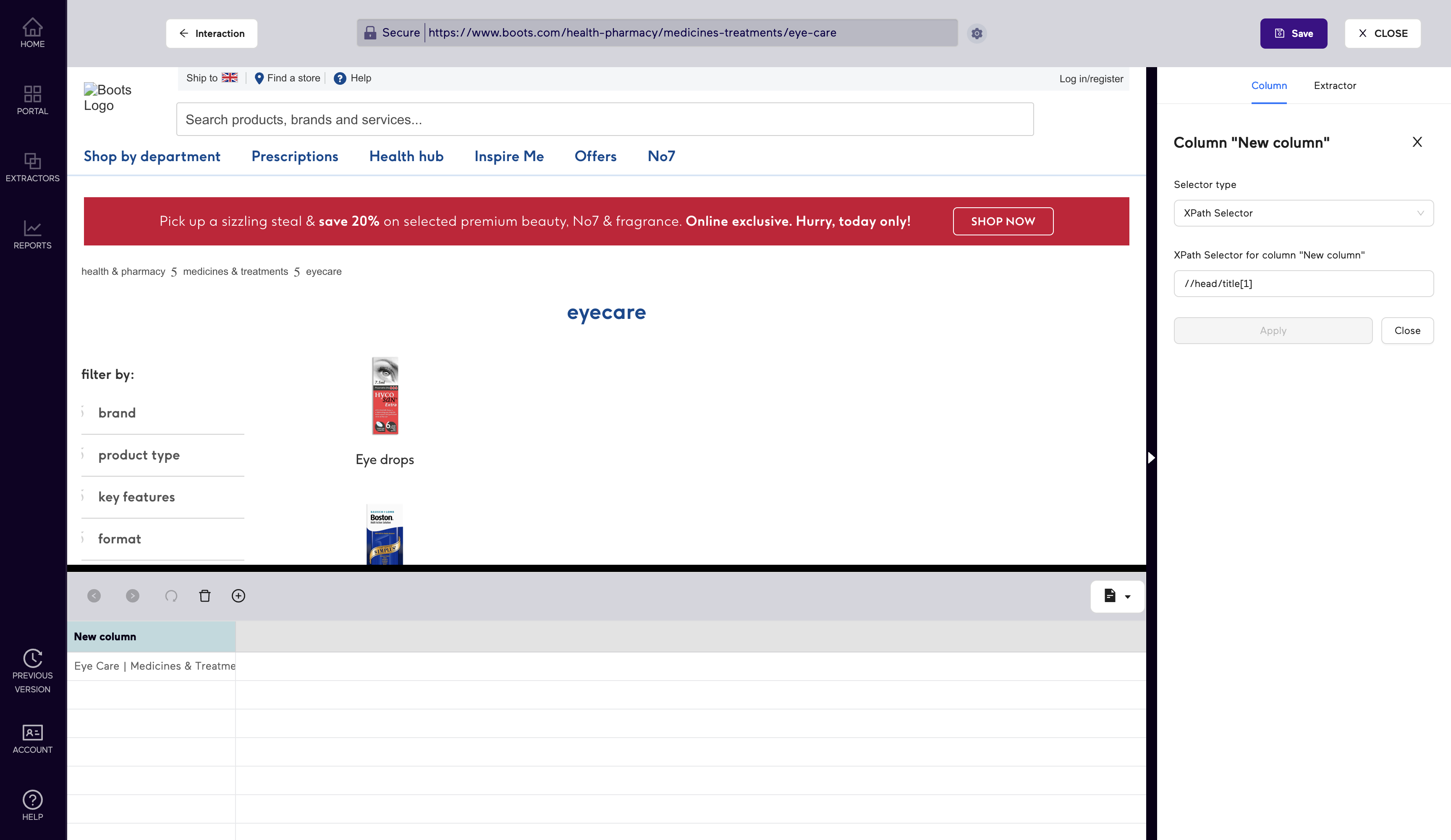 Old Import.io Manual Xpath Example