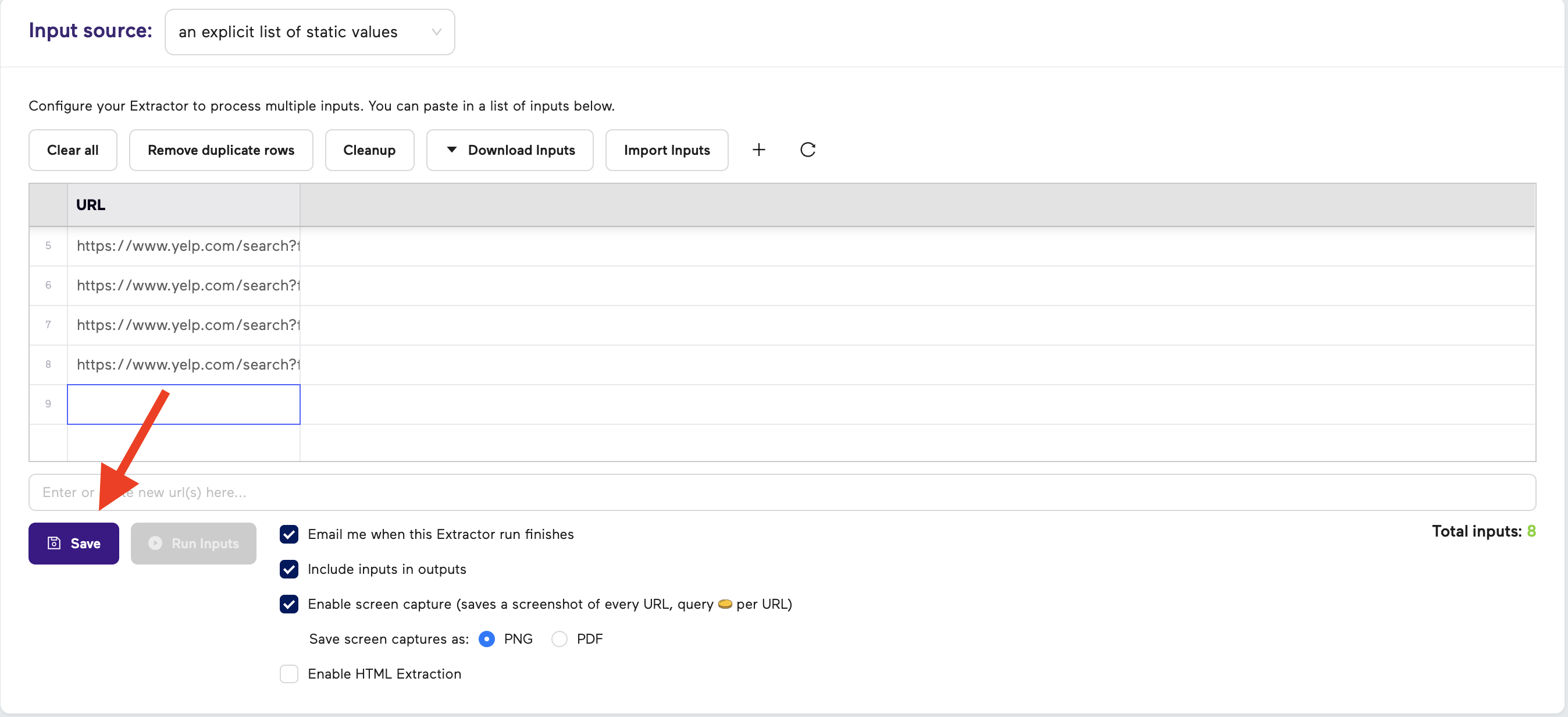 Save Extractor Location Example