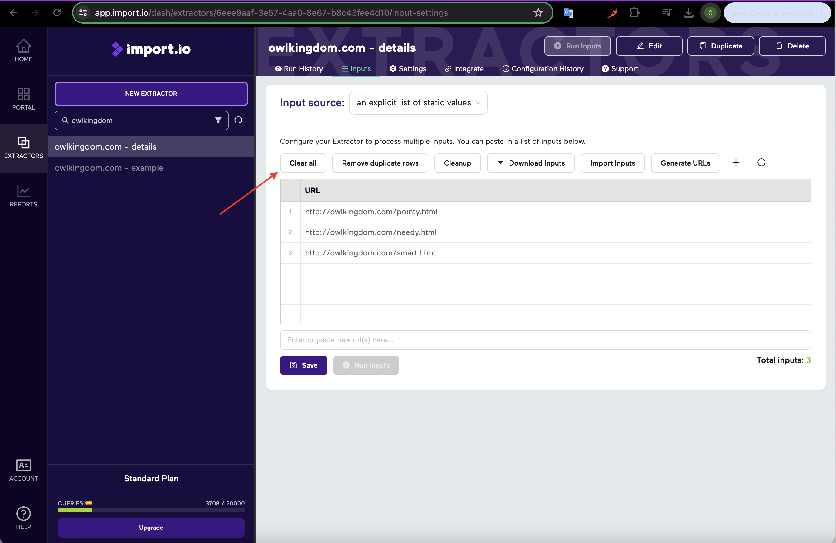 Owl Kingdom Extractor Clear All Button
