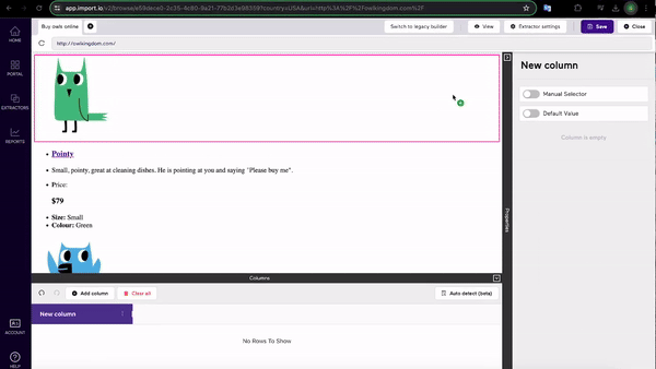 Creating Columns Owl Kingdom Example