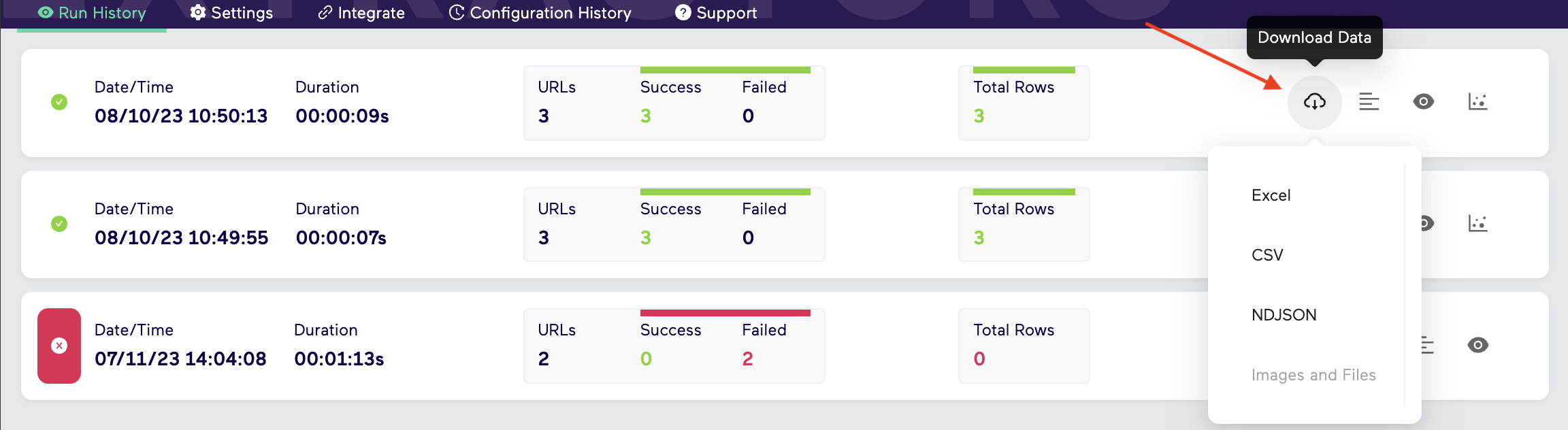 Import.io Download Data Icon