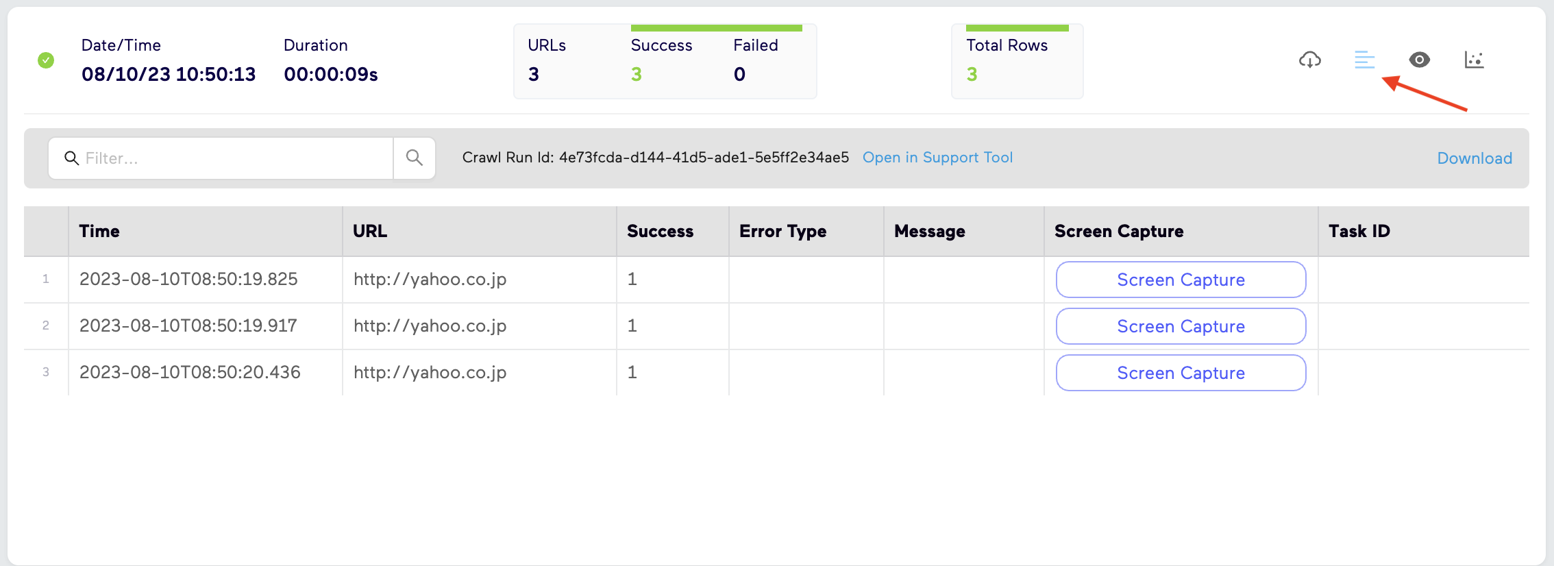 Import.io Numbered Crawl Run Logs Example