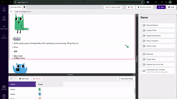 Single Row Extraction Example